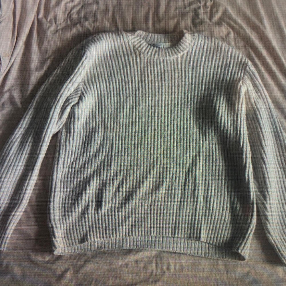 Men's Gray Ribbed Sweater Cardigan